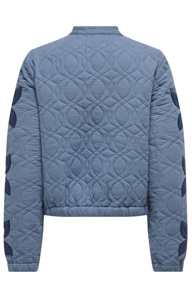ONLAURA LIGHT QUILTED EMB BOMBER O 15353320 MOONLIGHT BLUE/FLOWER
